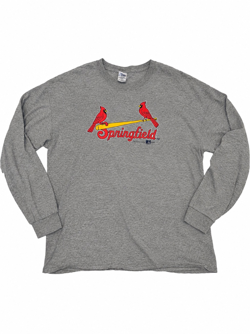 Gildan Springfield Cardinals baseball long sleeve shirt heather gray, size 2XL.